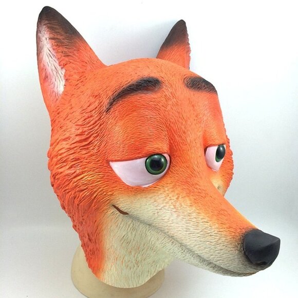 Orange Zootopia Fox Manga Costume Latex Rubber Horror Scary Mask Halloween Party - Picture 5 of 7